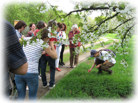 Bei der Kräuterführung im Lehrgarten